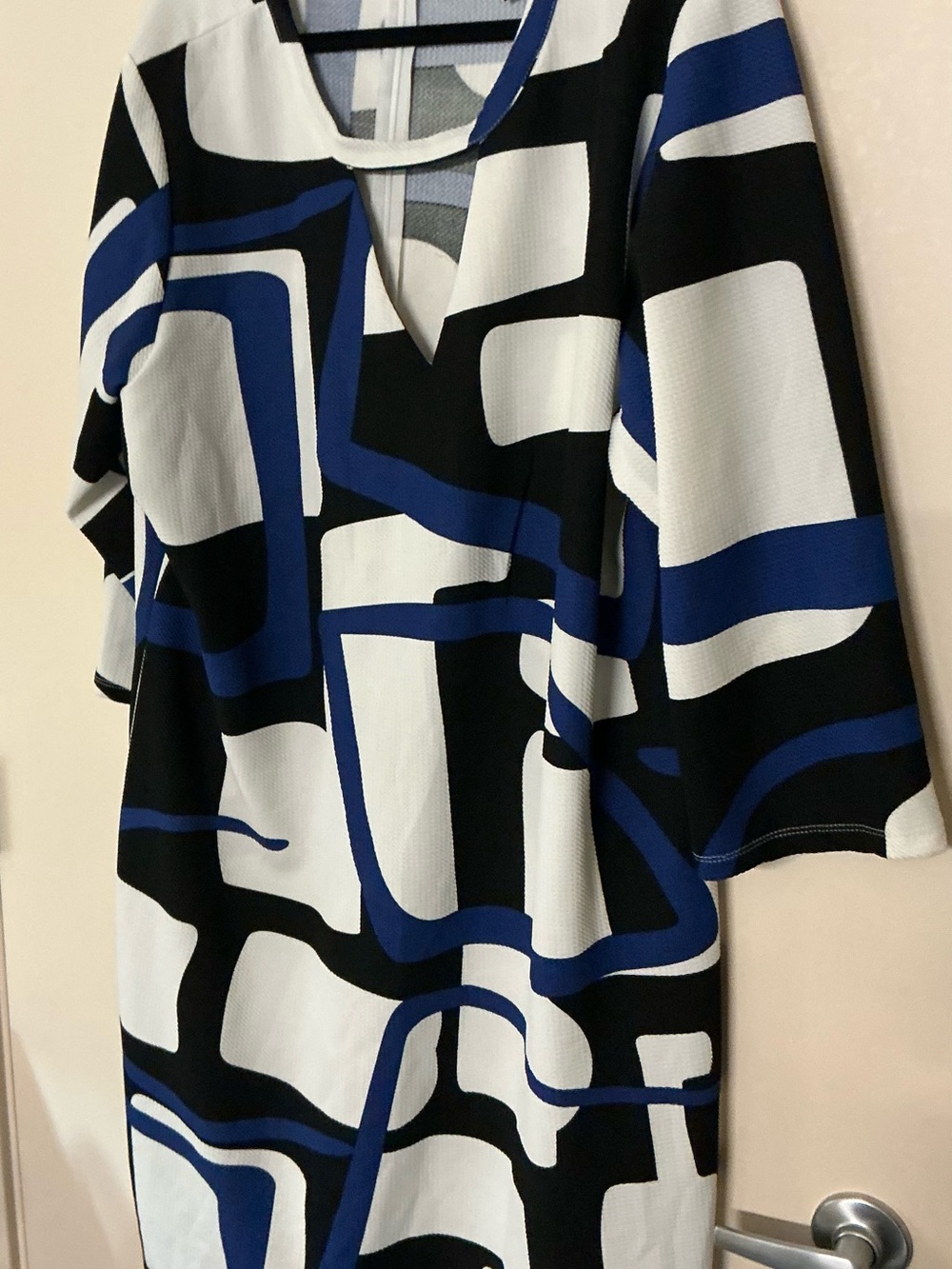 Ashley Stewart Blue, Black & White Graphic Dress